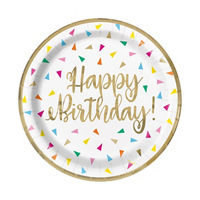 Bright Triangle Birthday Party Plates, 8 ct, 7