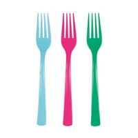 Assorted Bright Plastic Forks, 18 Count