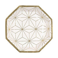 Modern Gold & Purple Party Plates, 8 ct,