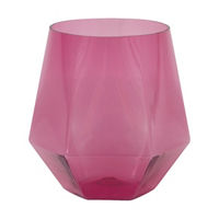 Burgundy Diamond Shaped Stemless Plastic Wine Glass, 12 oz