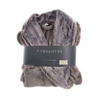 Velvet Robe with Faux Fur Collar