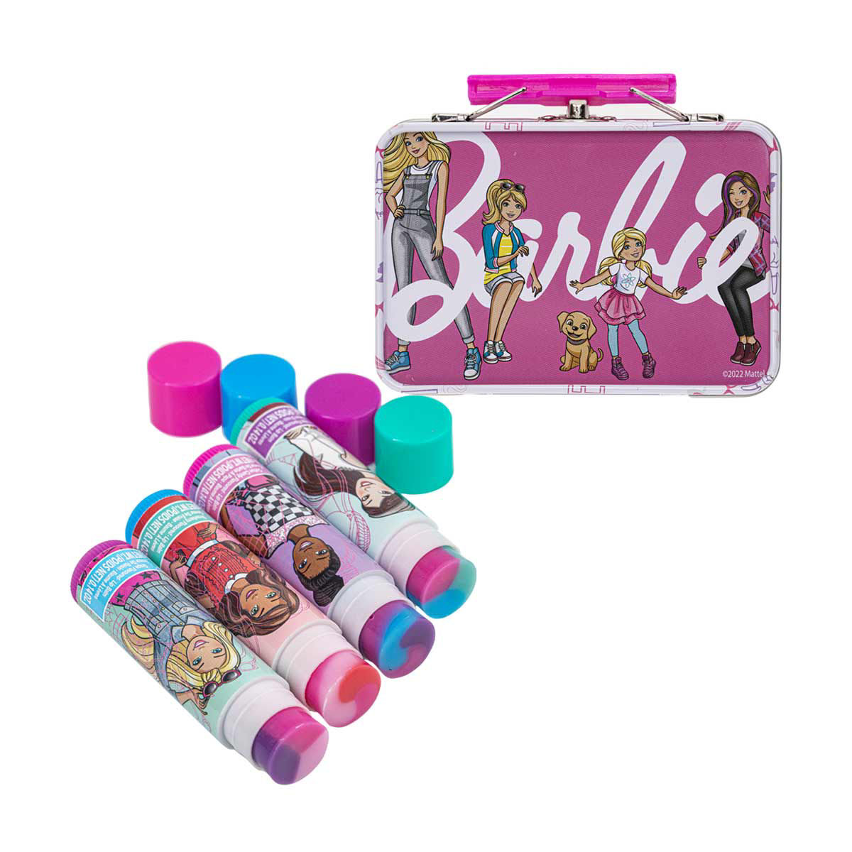 Barbie Princess Plant Based Lip Balm with Tin Case, 4 ct