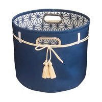 Canvas Basket, Blue, Round, Small