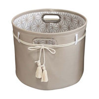 Canvas Basket, Silver, Round, Medium