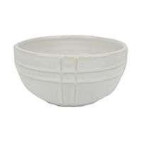 Embossed Round Ceramic Bowl, White