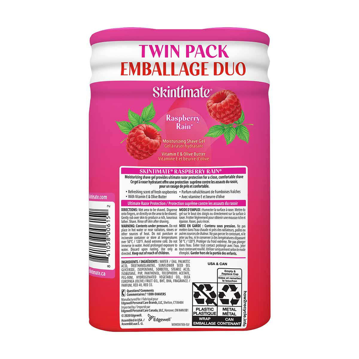 Skintimate Moisturizing Shave Gel, Raspberry Rain, 14 oz, 2 pk