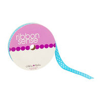 Ribbon Sense Grosgrain Turquoise Dotted Morex Ribbon, 3/8 in x 6 yd