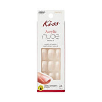 KISS Salon Acrylic Nude French Manicure Natural Ultra-Smooth Nails - Medium Length, 24 ct