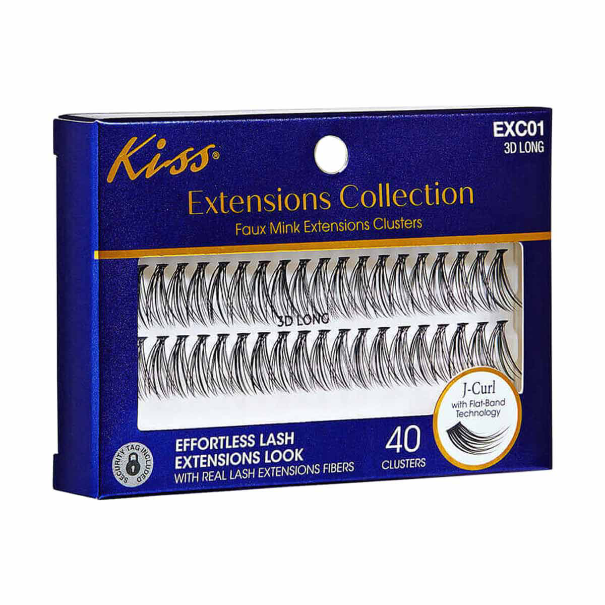 Kiss Extensions Collection Faux Mink Extensions Clusters, 3D Long, 40 ct