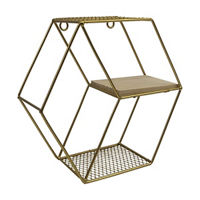 Westville Wired Hexagon Wall Shelf, Gold, Small