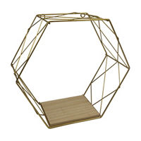 Westville Wired Hexagon Wall Shelf, Gold, Large