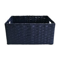 Navy Blue Paper Rope Rectangular Storage Basket, Large
