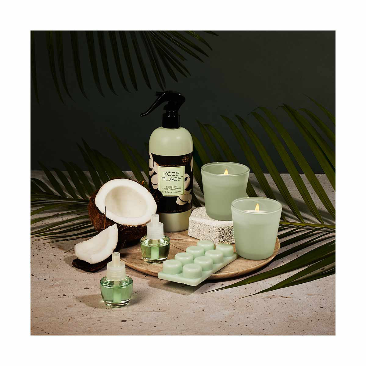 Koze Place Coconut & Tropical Palm Scented Candle Duo, 3.4 oz