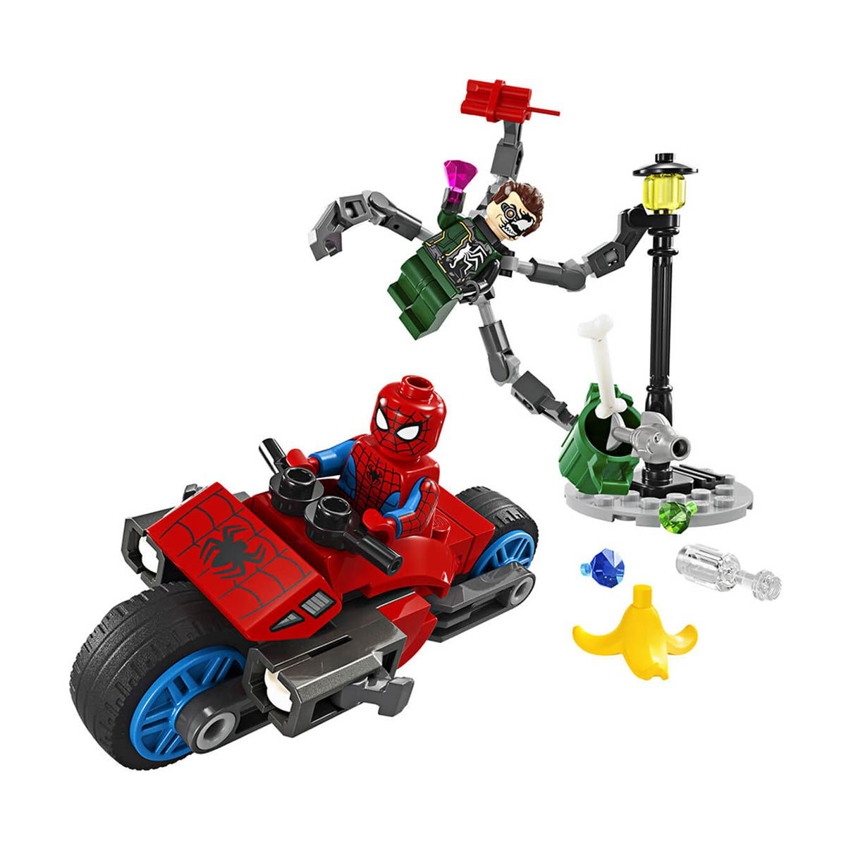 Lego Marvel Spider-Man vs Doc Ock Motorcycle Chase Set, 77 pcs