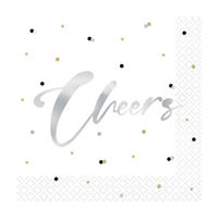 Silver Happy Birthday Cocktail Napkins, 16 ct