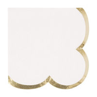 Scalloped Fancy Gold Foil Trim Beverage Napkins, 16
