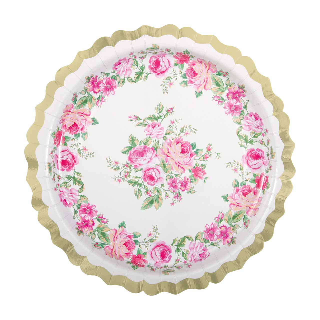 Pink Floral Plate, 11 in, 8 ct