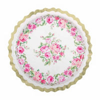Pink Floral Plate, 11 in, 8 ct