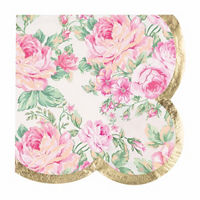 Golden Garden Party Scalloped Beverage Napkins, 16 ct