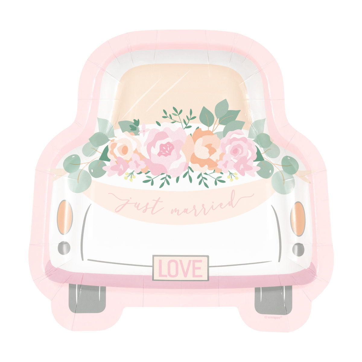 'Just Married' Car Shaped Party Plates, 8.25 in, 8 Count — pOpshelf penny item