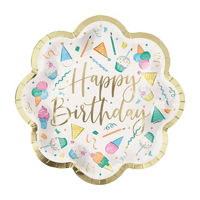 Happy Birthday Scalloped Round Plate, 8.25 in, 8