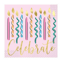 Rainbow Birthday Sweets Beverage Napkins, 16 ct