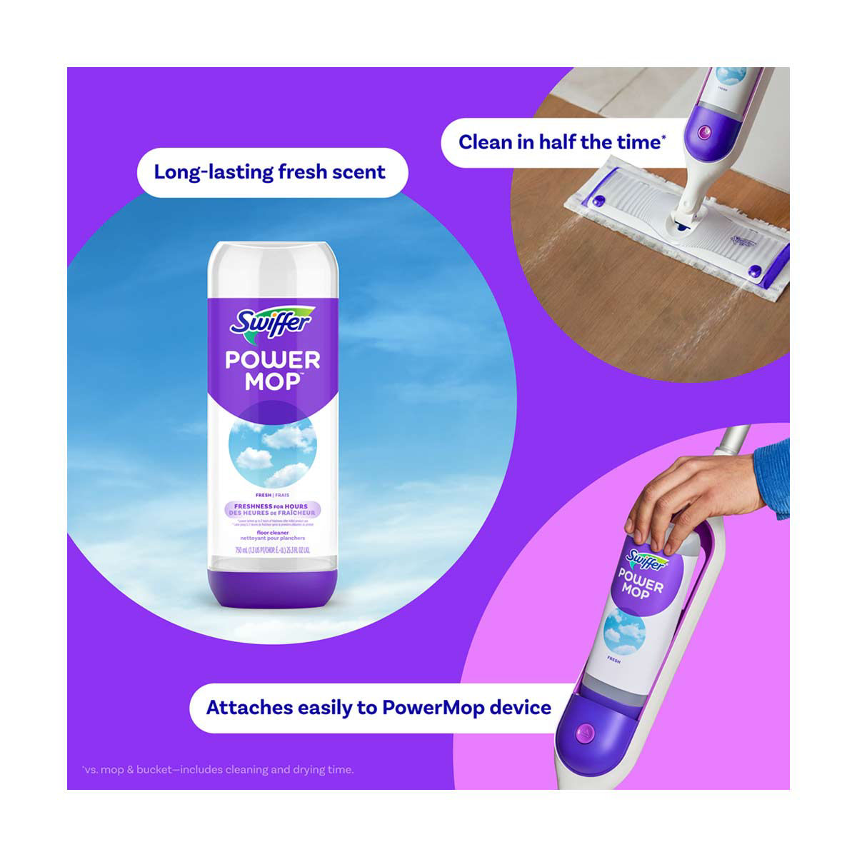 Swiffer PowerMop Floor Cleaning Solution with Fresh Scent, 25.3 fl oz