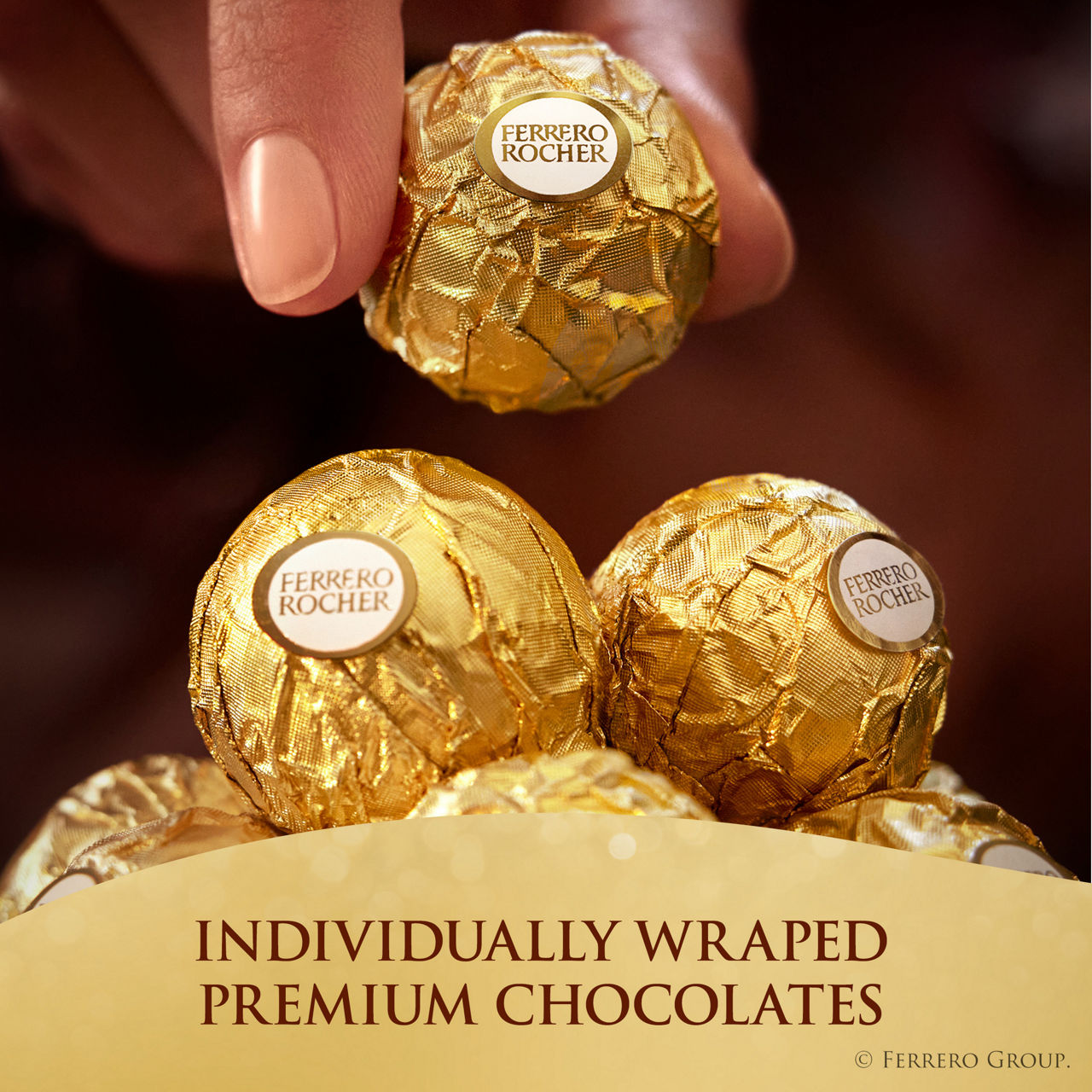 Ferrero Rocher Gourmet Hazelnut Milk Chocolate Gift Box, 8 Individually Wrapped Chocolates, 3.5 oz