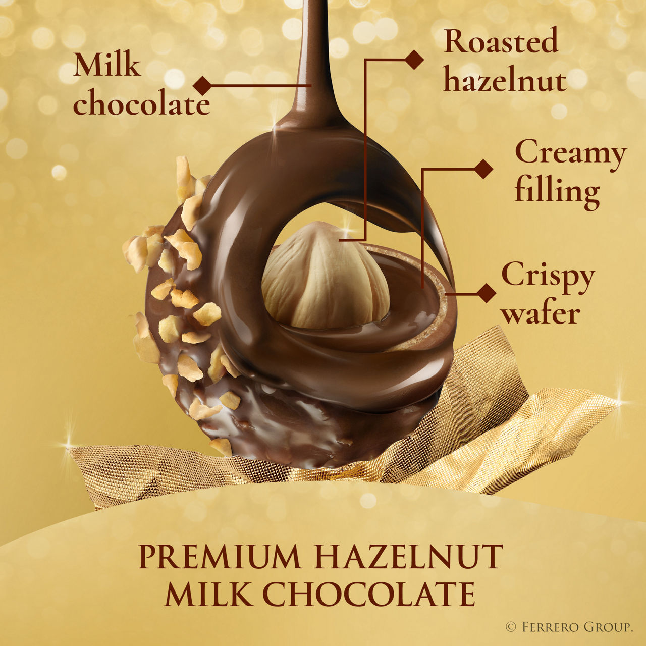 Ferrero Rocher Gourmet Hazelnut Milk Chocolate Gift Box, 8 Individually Wrapped Chocolates, 3.5 oz