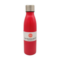Double Wall Stainless Steel Bottle Push Lid, Red