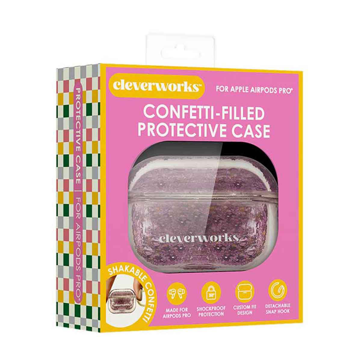 Cleverworks Airpod Case, Pink Confetti