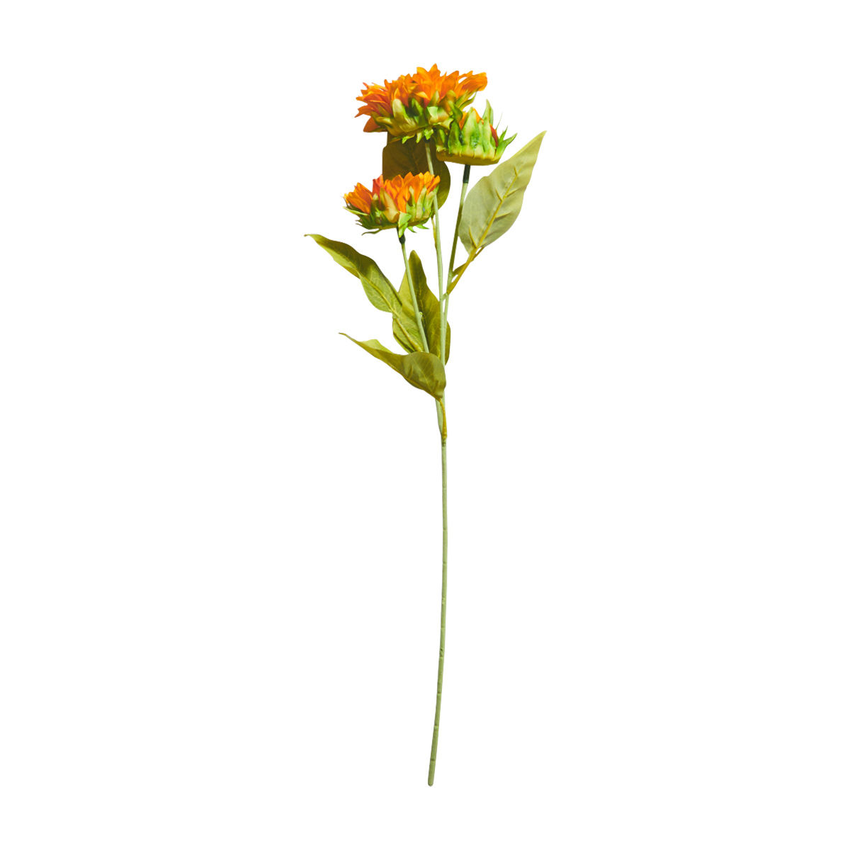 Artificial Orange Sunflower with Leaves