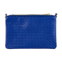Woven Clutch with Zipper, Blue