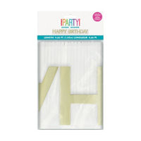 Gold Birthday Banner w/ Matte White Fringe