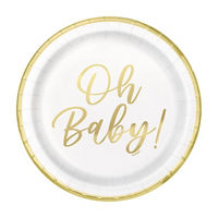 "Oh Baby" 9" Foil Round Plates 8ct