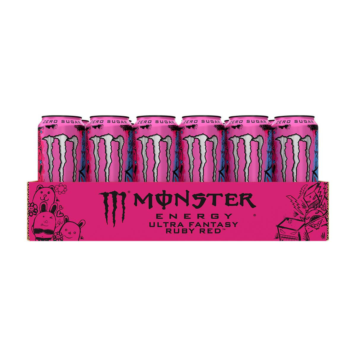 Monster Zero Sugar Ultra Fantasy Ruby Red Energy Drink, 16 oz cans, 24 pk