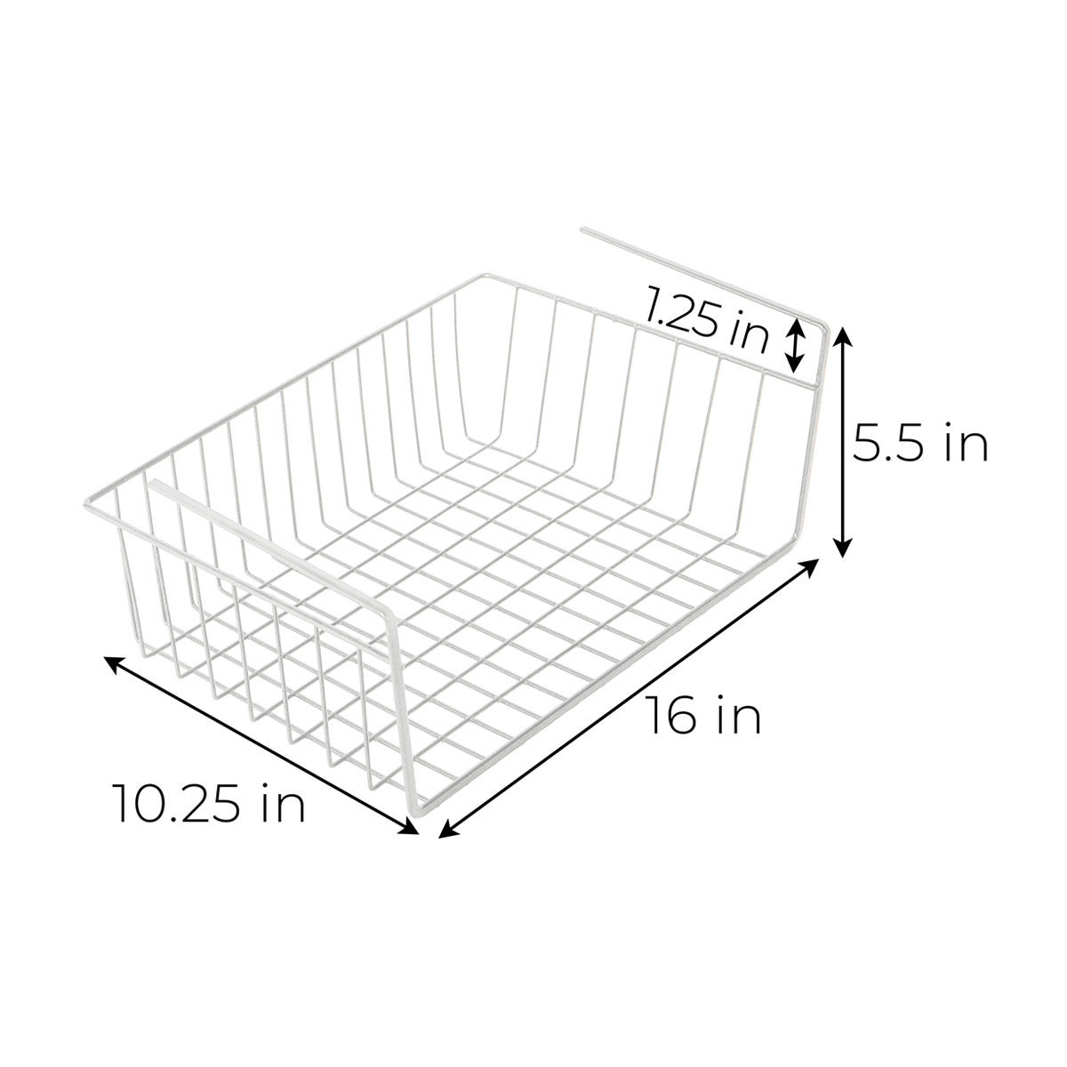 Smart Design Undershelf Storage Basket, White
