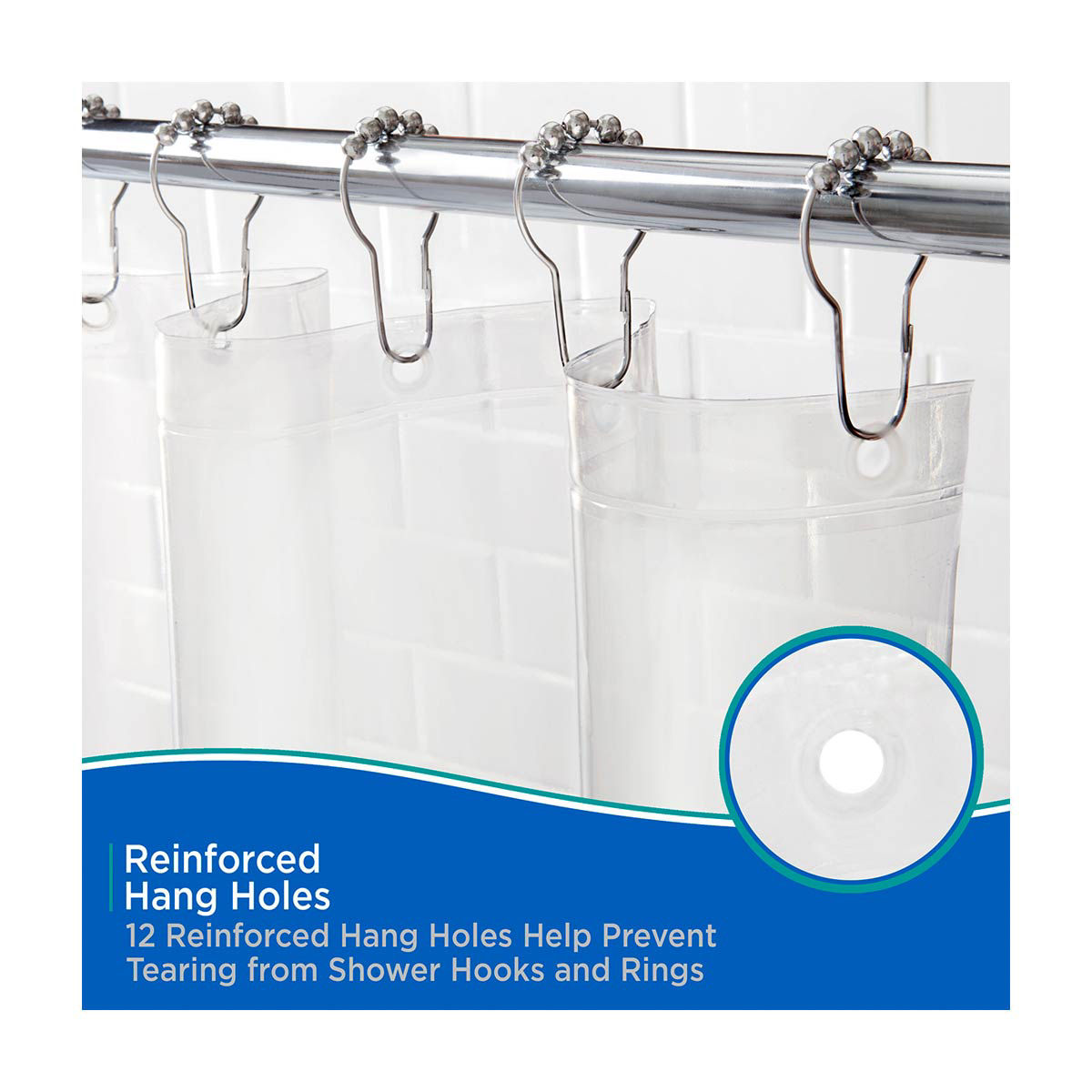 Kenney Extra Lightweight Shower Curtain Liner, 70 in x 72 in, Clear