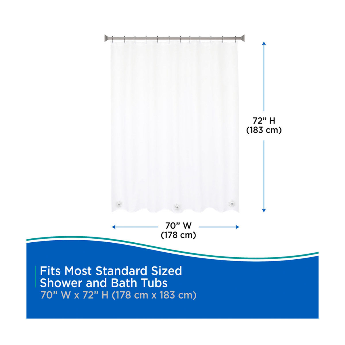 Kenney Extra Lightweight Shower Curtain Liner, 70 in x 72 in, Clear