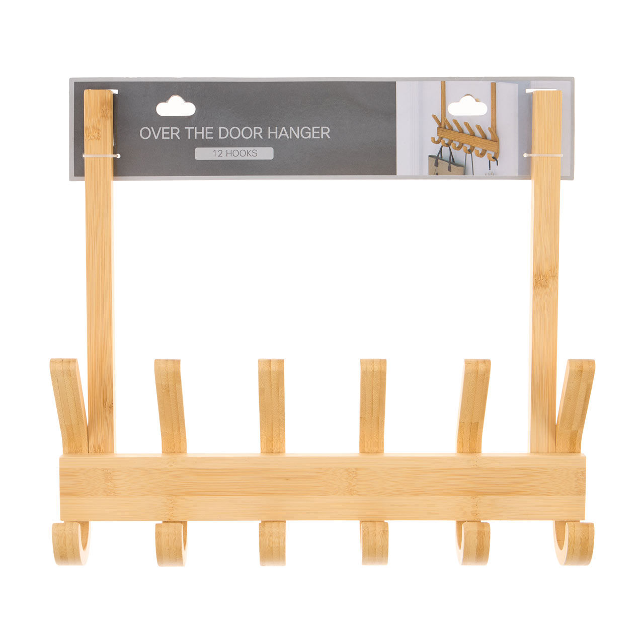 Over the Door Bamboo Rack Hangar, 12 Hooks