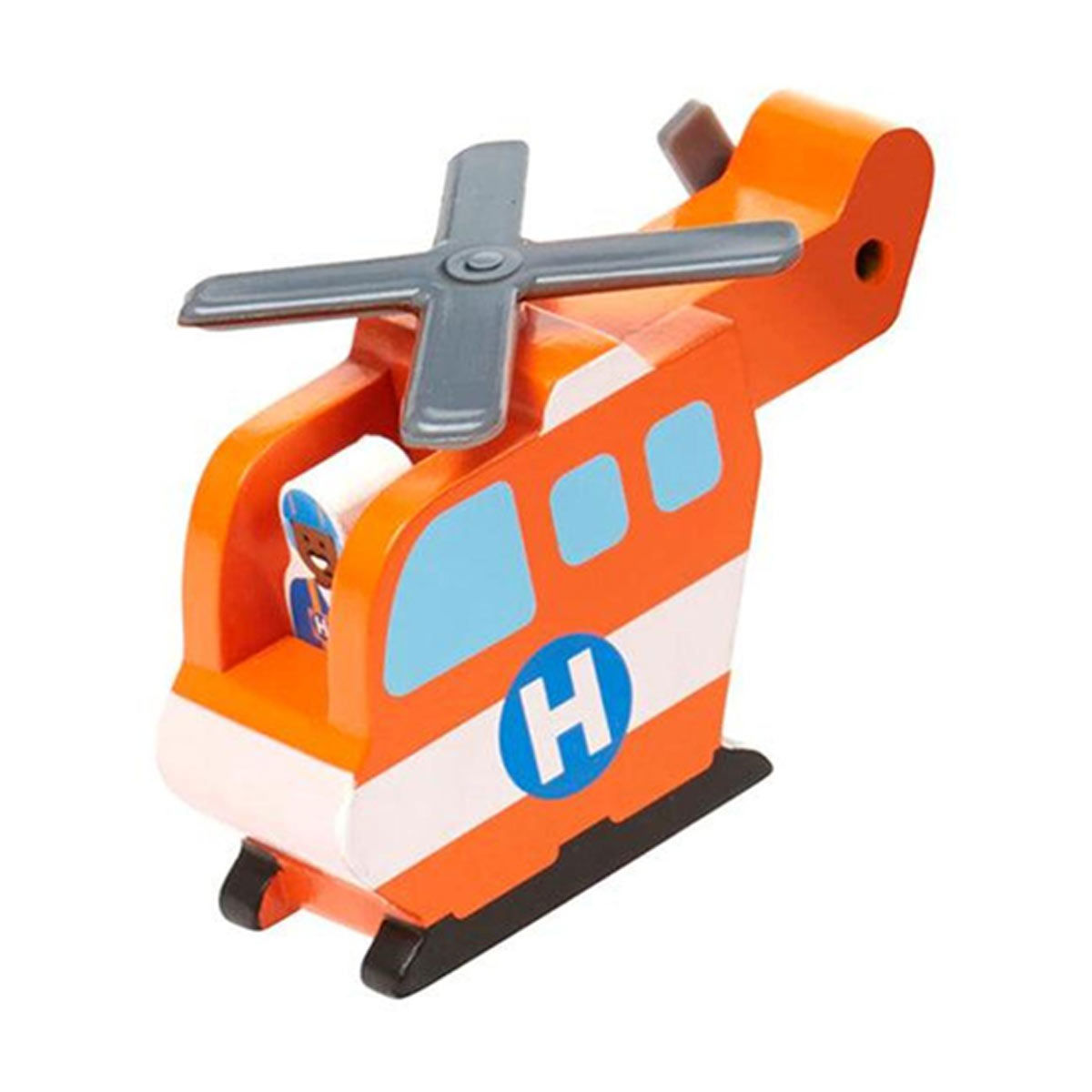 Wooden Helicopter Emergency Vehicle Toy