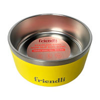 Friendli Stainless Steel Double Wall Dog Bowl, 32 oz, Sunshine Yellow 