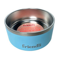 Friendli Stainless Steel Double Wall Dog Bowl, 32 oz, Ocean Blue 
