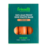 Friendli Citrus Scented Dog Waste Bags, 18 Rolls