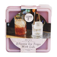 Core Kitchen Pink Silicone Ice Trays with Lids,