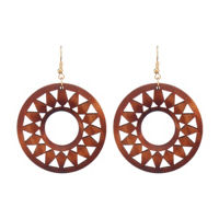 Round Openwork Wooden Disc Earrings