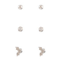 Sparkling Stud Earrings, Pearl & Moon, 3 ct