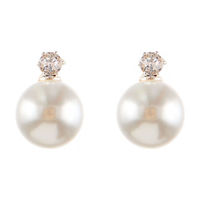Pearl & Zircon Drop Stud Earrings