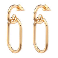 Small Oval Hoop Pendant Earrings