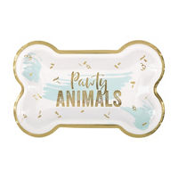 'Pawty Animals' Dog Bone Paper Party Plate